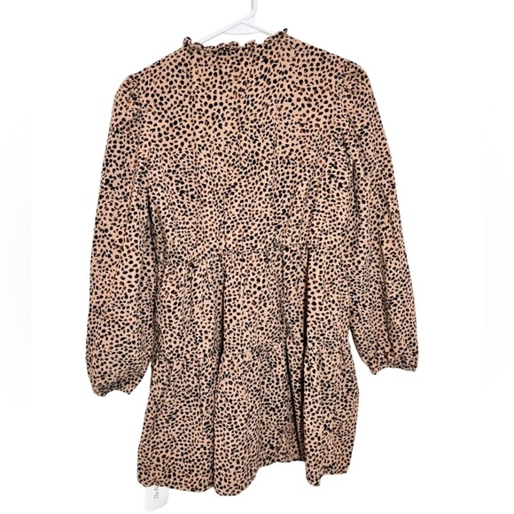 Crewcuts: Leopard Animal Print Long gathered Sleeve Dress tiered/ruffles: (14) - Picture 4 of 4